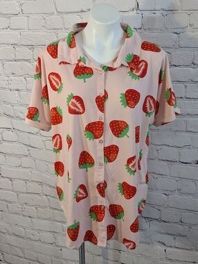 Strawberry Button Down Top